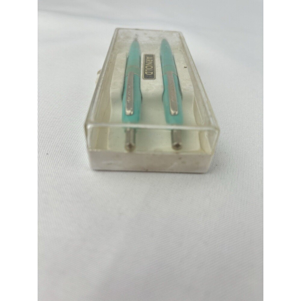 2 Vintage Arnold Pen & Pencil ? Combos Set USA Mint Green In Plastic Case - Picture 6 of 12
